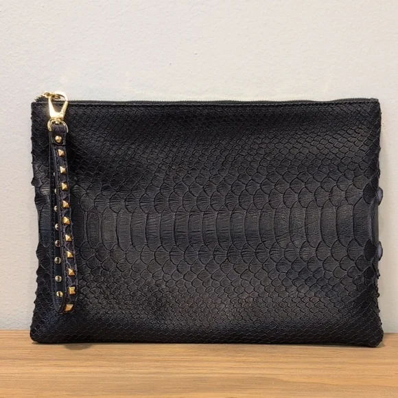 Silvano Biagini Python Bag & Matching Clutch Navy Blue